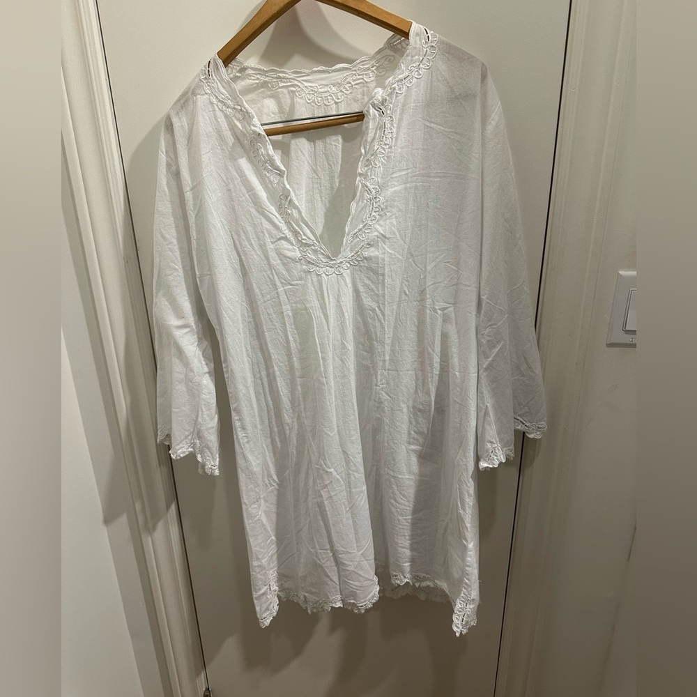 Natalie Martin embroidered tunic in white cotton